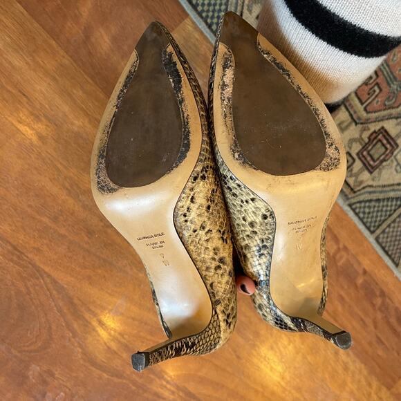 INEZ Marisol 90 in Natural Snake Emboss Ankle Boot Bootie Sz 9 Tan Black Python - Picture 15 of 16